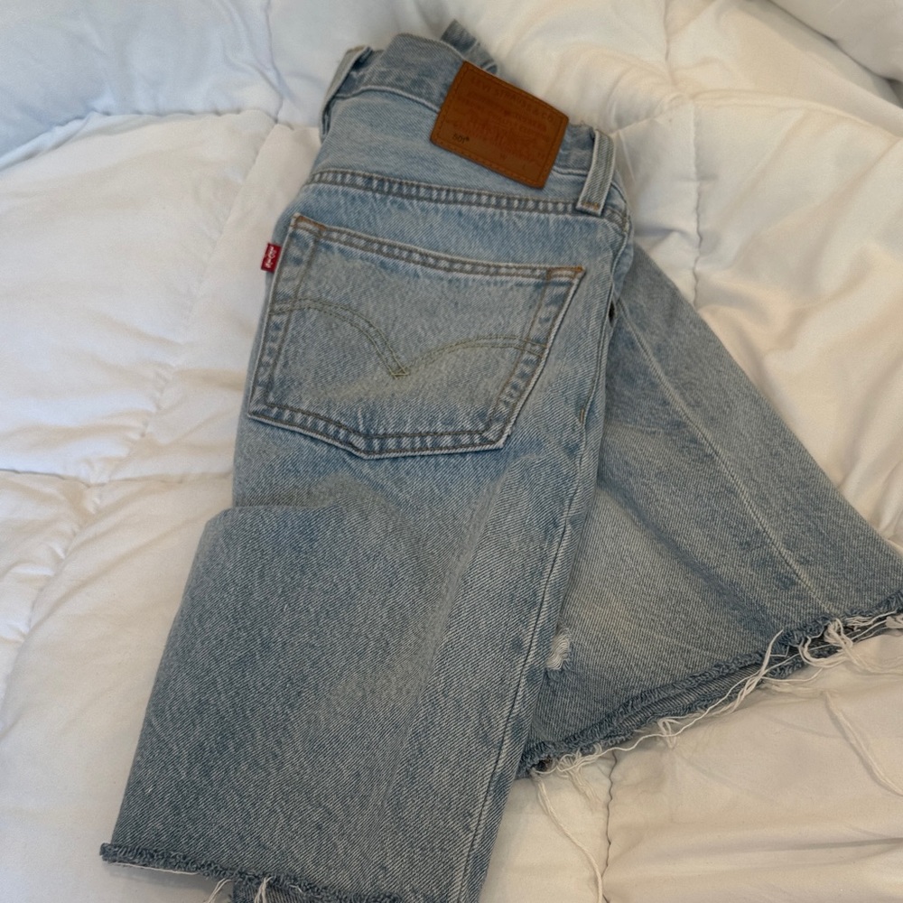 Levi's Sky Blue Frayed Hem Jeans